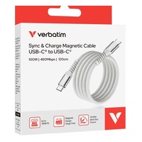 Verbatim Sync & Charge USB C to USB C 100W Magnetic 120 cm - Grey