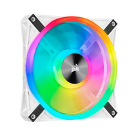 Corsair QL140 RGB White Dual Fan Kit with Lighting Node Core, ICUE, 140mm RGB LED PWM Fan 26dBA, 50.2 CFM, 2 Fan Pack