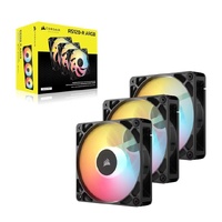 Corsair RS120-R ARGB 120mm PWM Reverse Fans Triple Pack - Black, 3x RGB Fans, 2100 RPM, 65.82 CFM, Static Pressure, Magnetic Dome Bearing, PWM Control