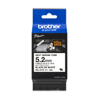 Brother HSE-221E 9.0MM BLACK ON WHITE HEAT SHRINK TUBE CATRIDGE 3:1 (compatible with PT-E300VP/E550WVP/D800W/P750W/P900W/P950NW)