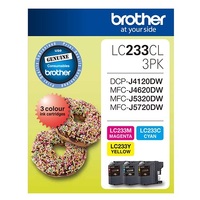 Brother LC-233 3x Colour Value 3 Pack, Cyan, Magenta, Yellow