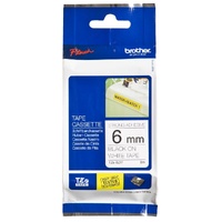 Brother 6mm Black on White Strong Adhesive TZE Tape