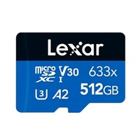 Lexar High-Performance 633x 512GB microSDHC™/ microSDXC™ UHS-I Card BLUE Series + adaptor 512GB – C10, A2, UHS-I (U3), V30, up to 100MB/s read, 70MB/s