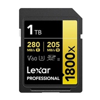 Lexar Professional 1800x 1TB SDXC™ UHS-II Card GOLD Series 1TB—C10,  UHS-II(U3), V60, 1800x, up to 280MB/s read, 205MB/s write