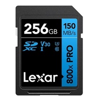 Lexar High-Performance 800x PRO 256GB SDHC™/SDXC™ UHS-I Card BLUE Series speeds of up to 150MB/s1 shoot high-quality images and stunning 1080p Full-HD