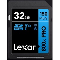 Lexar High-Performance 800x PRO 32GB SDHC™ SDXC™ UHS-I Card BLUE Series read speed up to 150MB/s shoot high-quality images and stunning 1080p Full-HD