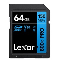 Lexar High-Performance 800x PRO 64GB SDHC' SDXC™ UHS-I Card BLUE Series up to 150MB/s1 shoot high-quality images and stunning 1080p Full-HD and 4K UHD
