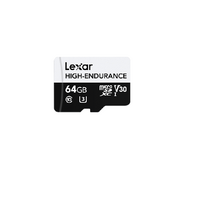 Lexar High-Endurance microSDXC™ UHS-I cards 64GB High-Endurance microSDXC UHS-I, C10, UHS-I (U3), V30, up to 100MB/s read, up to 35MB/s write