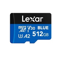 Lexar BLUE microSDXC™ UHS-I Card 512GB 512GB - C10,  A2, UHS-I(U3), V30, up to 160MB/s read Multi-Card 3-in-1 USB 3.1 Reader marked with Rev B