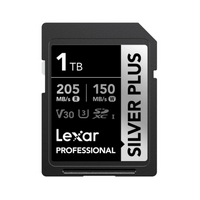 Lexar Professional SILVER PLUS 128GB SDXC™ UHS-I Card read/write speeds of up to 205MB/s and 150MB/s and supports seamless recording of FULL-HD and 4K