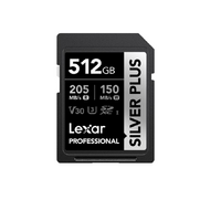 Lexar Professional SILVER PLUS 512GB SDXC™ UHS-I Card  speeds of up to 205MB/s and 150MB/s and supports seamless recording of FULL-HD and 4K videos