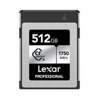 Lexar Professional CFexpress™ Type B card Silver Series 512GB—Up to 1750MB/S read, up to 1300MB/s write,minimum sustained write speed 850MB/s1