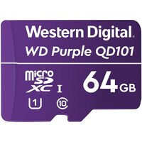Western Digital WD Purple 64GB MicroSDXC Card 24/7 -25C to 85C Weather & Humidity Resistant for Surveillance IP Cameras mDVRs NVR Dash Cams Drones
