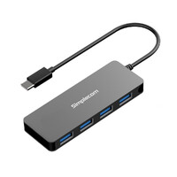 Simplecom CH320 Ultra Slim Aluminium USB 3.1 Type C to 4 Port USB 3.0 Hub - Black
