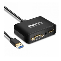 Simplecom DA326 USB 3.0 to HDMI + VGA Video Adapter with 3.5mm Audio Full HD 1080p - Works With NUCs