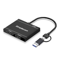 Simplecom DA327 USB 3.0 or USB-C to Dual HDMI Display Adapter for 2x 1080p Extended Screens