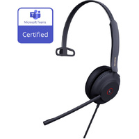 Yealink UH37 Microsoft Teams Certified USB Wired Headset, Mono, USB-C, 35mm Speaker, Busylight, Leather Ear Cushion, HD Audio