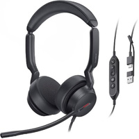 Yealink UH44 Mono  USB-C/A Microsoft Certified USB Wired Headset, Dual Noise-Canceling Microphones, 35mm Speaker, Busylight Leather Ear Cushions