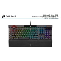 Corsair K100 RGB, Cherry MX SPEED, AXON 44-Zone RGB, PBT Double-Shot Keycaps, Black,  Mechanical Gaming Keyboard