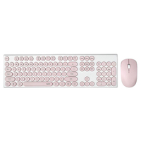 (LS) RAPOO X260S Wireless Optical Mouse & Keyboard PINK- 2.4G Connection, 10M Range, Spill-Resistant, Retro Style Round Key Cap(LS> S260S-Black, White