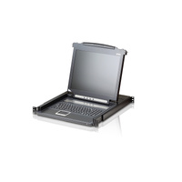 Aten Rackmount Single Rail LCD Console VGA PS/2-USB w/ 19' LCD Display, 1x Custom KVM Cable Included, 1280x1024@75hz Display, LED Illumination