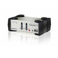 Aten Desktop KVMP Switch 2 Port Single Display VGA w/ audio & OSD, 2x Custom KVM Cables Included, 2x USB Port, Selection Via Front Panel