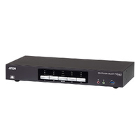 Aten Desktop KVMP Switch 4 Port Dual Display 4k DisplayPort w/ audio, Cables Included, 2x USB Port, Selection Via Front Panel