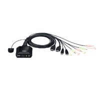 Aten 2 Port USB 4K @60Hz HDMI Cable KVM Switch with Remote Port Selector