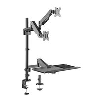 Brateck Gas Spring Sit-Stand Workstation Dual Monitors Mount Fit Most 17"- 32" Monitors up to 8kg per Screen 360 Rotation