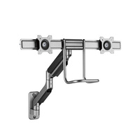Brateck Fabulous Wall Mounted  Gas Spring Dual Monitor Arm 17'-32',Weight Capacity (per screen)9kg(Black) (LS)