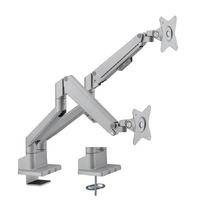 Brateck Dual Monitor Thin Gas Spring Monitor Arm Fit Most 17'-32' Monitors, Up to 9kg per screen VESA 75x75/100x100 Matte Silver (LS)
