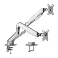 Brateck Dual Monitor Economical Spring-Assisted Monitor Arm Fit Most 17'-32' Monitors, Up to 9kg per screen VESA 75x75/100x100 Matte Grey