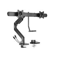 Brateck LDT81-C022UC-B NOTEWORTHY GAS SPRING DUAL MONITOR ARM WITH USB-A/USB-C PORTS Fit Most 17'-32' Monitor Fine Texture Black