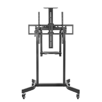 Brateck Deluxe Motorized Large TV Cart with Tilt, Equipment Shelf and Camera Mount Fit 55'-100' Up to 120kg- Matte Black