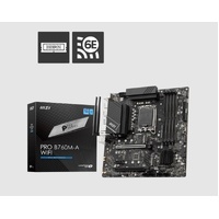 MSI PRO B760M A WIFI ATX Motherboard, 4x DDR5~256GB, 2x HDMI™,  2x PCI-E x 16, 2x M.2, 4x SATA, 6x USB 2.0  1 USBx C