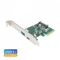 (LS )Simplecom EC312 PCI-E 2.0 x4 to 2 Port USB 3.1 Gen II 10Gpbs Type-C and Type-A Card(LS)