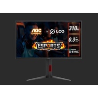 AOC 24.5' Fast IPS,1920 × 1080 FHD, 310Hz, 0.3ms, HDR400, HAS Stand, G-sync Compatible Gaming Monitor