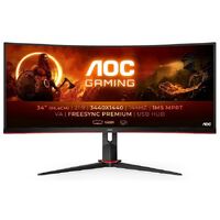 AOC 34' 3K Gaming 1ms 144hz, 130mm Height Adjustable Stand. FreeSync Premium, 3-sided Frameless Gaming Monitor