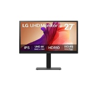 LG 27' IPS UHD 4K Monitor with 90% DCI-P3 and HDR10 support, 3840x2160, 300 nits, 5ms, Height/Pivot/Tilt/Swivel adjustable, 3-side borderless