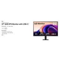 LG 27'' IPS 5ms QHD HDR10 Monitor with AMD FreeSync™ HDMI/DP Tilt VESA 100 x100 mm