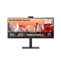 LG 34' UltraWide webcam WQHD (3440x1440) Curved IPS display with Built-in FHD webcam, USB Type-C (PD 90w) RJ 45,  2 x speakers Monitor