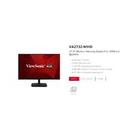 ViewSonic 27' Office Business, Ultra Slim 3 Side Frameless, Super Clear IPS, 4ms 100hz, FHD, DP, HDMI, Adaptive Sync, Dual Speakers. VESA 100. Monitor