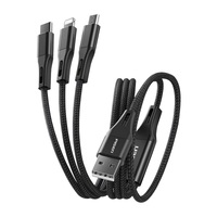 Pisen Braided 3-in-1 USB-A to Lightning + USB-C + Micro-USB Cable (1.2M)