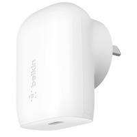 Belkin BoostCharge USB-C PD 3.0 PPS Wall Charger 30W - White (WCA005auWH), Dynamic Power Delivery, Compact, Fast & Travel Ready, Slim and Flat Design
