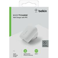 Belkin BoostCharge USB-C PD 3.0 PPS Wall Charger 30W - White (WCA005auWH), Dynamic Power Delivery, Compact, Fast & Travel Ready, Slim and Flat Design