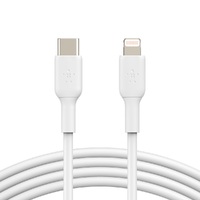 Belkin BoostCharge Lightning to USB-C Cable (1m/3.3ft) - White (CAA003bt1MWH), 18W Fast Charge, 480Mbps, 8,000+ bends tested, USB-C PD, PVC Cable,2YR.