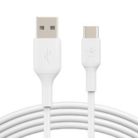 Belkin BOOST CHARGE USB-C to USB-A Cable (2m/6.6ft) - White (CAB001bt2MWH), 12W Standard Charge, 480Mbps Data Transfer, USB-IF Certified