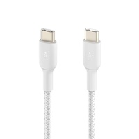 Belkin BoostCharge Braided USB-C to USB-C Cable (1m/3.3ft) - White (CAB004bt1MWH2PK)