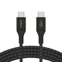 Belkin BoostCharge USB-C to USB-C Cable 2M - Black (CAB015bt2Mbk), 240W, 480Mbps, 30K bend