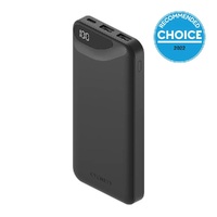 Cygnett ChargeUp Boost 3rd Gen 10K mAh Power Bank - Black (CY4341PBCHE), 1x USB-C(15W),2x USB-A(12W),15cm USB-C Cable,Digital Display,Charge 3 Devices